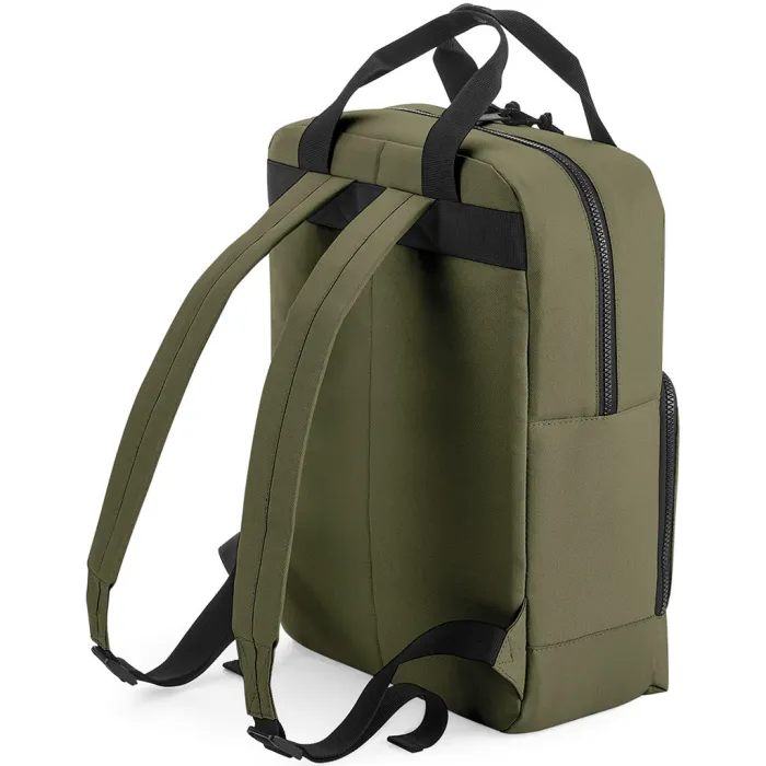 BagBase BG287 Kühlrucksack Oliv in Rückansicht mit gepolsterten Schultergurten
