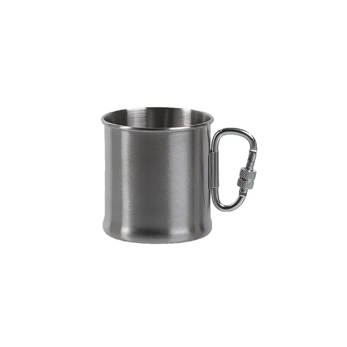 Becher / Tasse 250 ml aus Edelstahl - mit Karabiner - Henkel