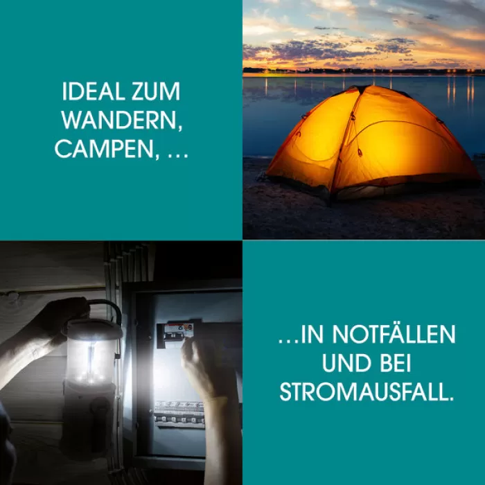 EASYmaxx Akku-Lampe mit Radio, Solar und Handkurbel – Grau