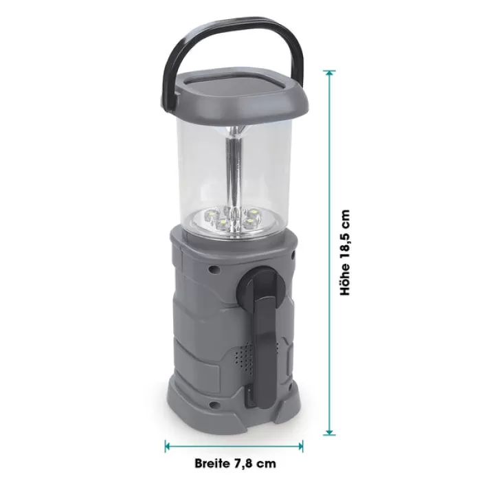 EASYmaxx Akku-Lampe mit Radio, Solar und Handkurbel – Grau