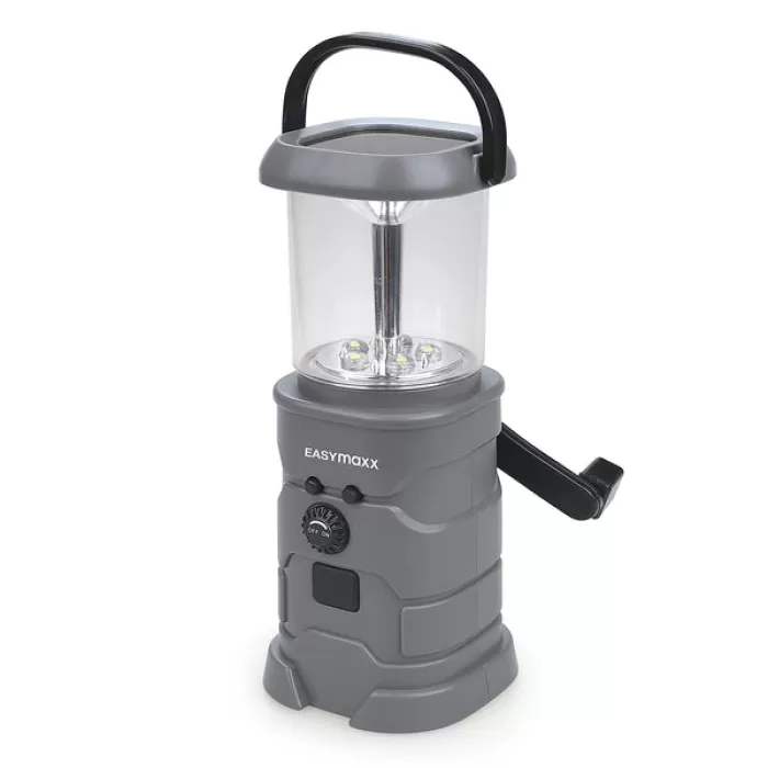 EASYmaxx Akku-Lampe mit Radio, Solar und Handkurbel – Grau