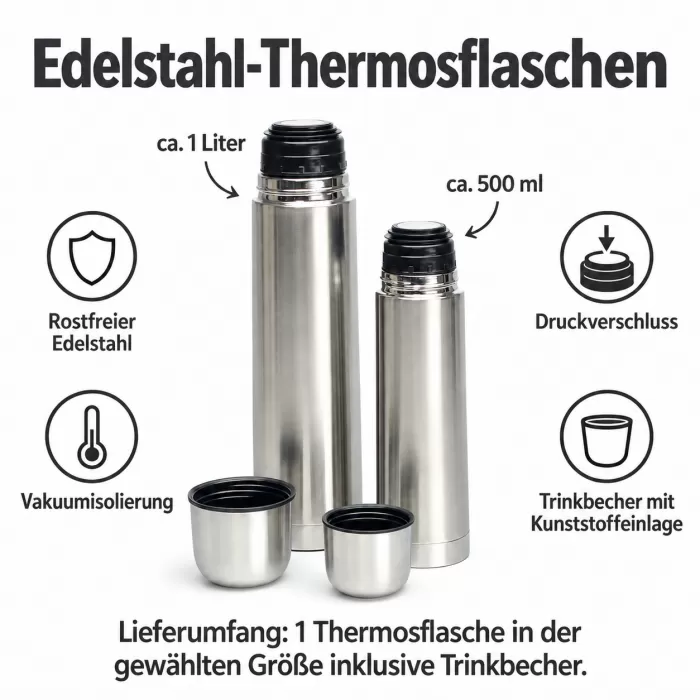 Thermosflaschen: Größen, Ausstattung und Lieferumfang