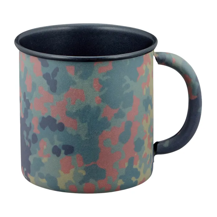 Feldbecher / Feldtasse 300 ml aus Metall mit Teflonbeschichtung - Flecktarn matt -