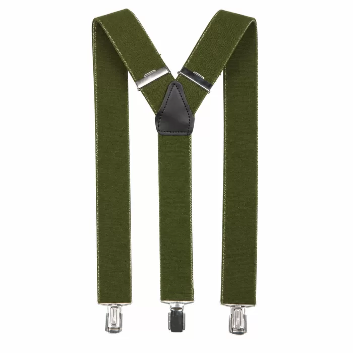Blöchl Hosenträger in Oliv mit silberfarbenen Verstellern und drei Clips