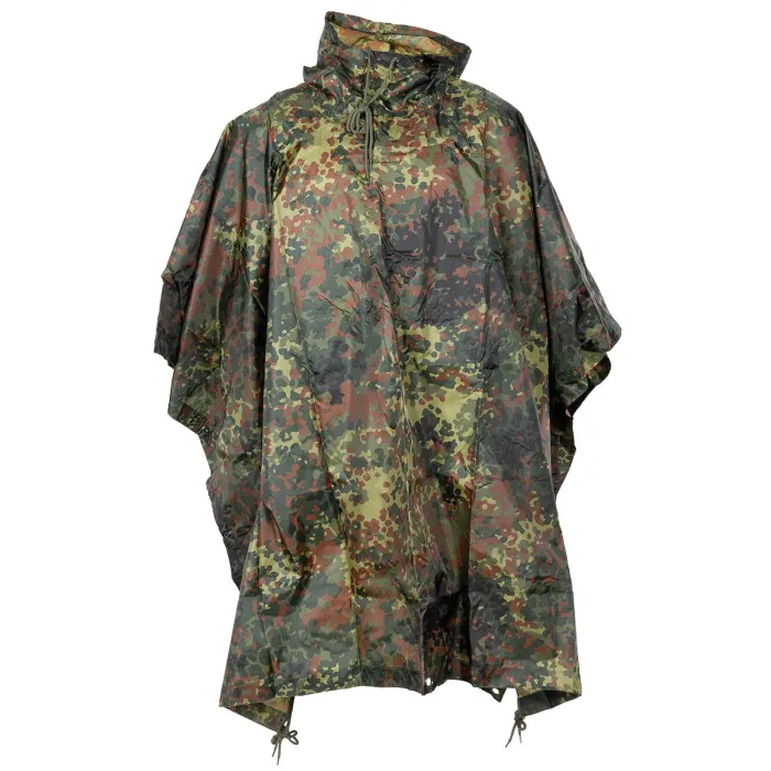 Leichter Regenponcho (300g), BW Flecktarn, Rip-Stop-Gewebe, Unigröße (223x144cm)
