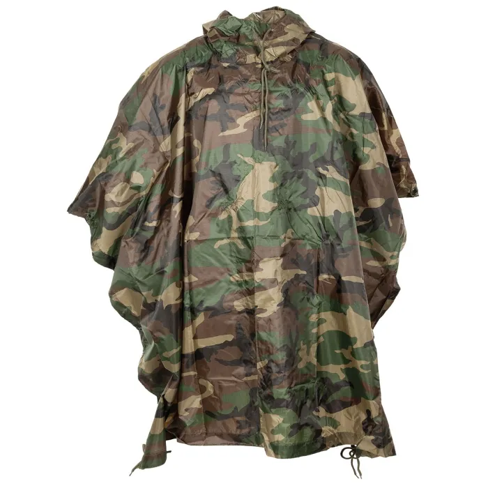 Leichter Regenponcho (300g), Woodland, Rip-Stop-Gewebe, Unigröße (223x144cm)