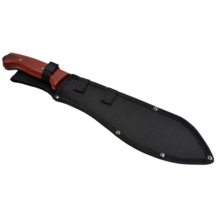 Eagle TF1 Machete mit gebogener Klinge und braunem Buchenholzgriff mit Nylonscheide