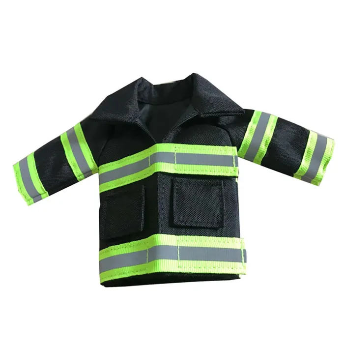 Mini Feuerwehr Jacke mit Reflektorstreifen für Bierflasche / Weinflasche / Thermosflasche