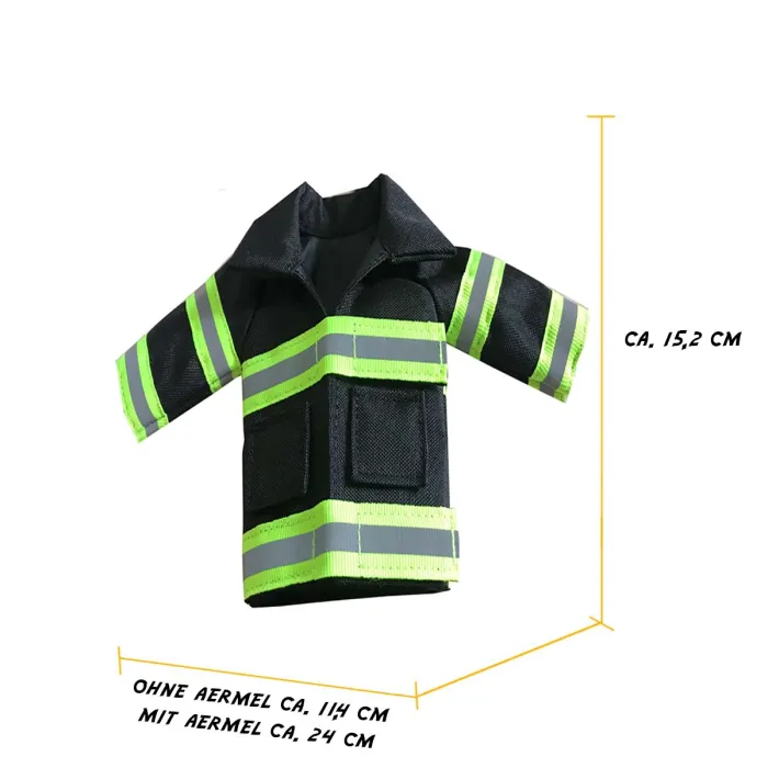 Mini Feuerwehr Jacke mit Reflektorstreifen für Bierflasche / Weinflasche / Thermosflasche