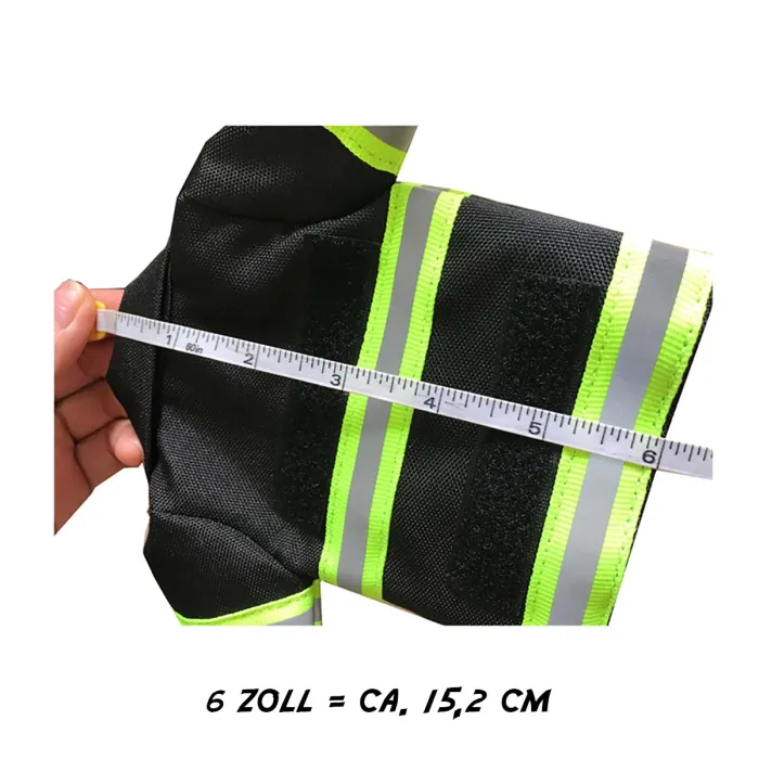 Mini Feuerwehr Jacke mit Reflektorstreifen für Bierflasche / Weinflasche / Thermosflasche