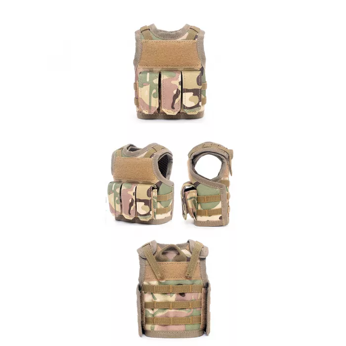 Mini Tactical Schutzweste mit Fronttaschen für Bierflasche / Weinflasche / Thermosflasche - MultiCam