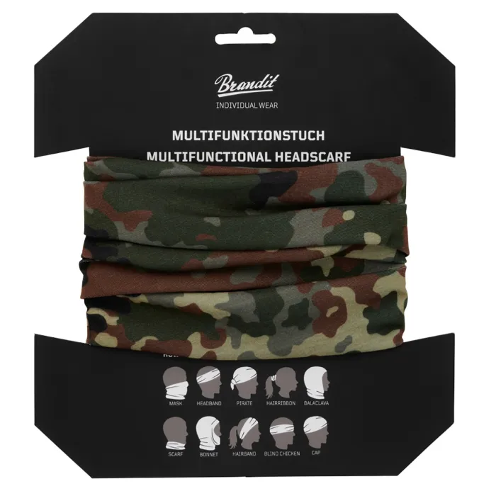 Multifunktionstuch (Schlauchschal) für Kopf, Gesicht, Hals - Einheitsgröße - BW Flecktarn