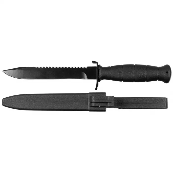 ÖBH Kampfmesser (Nachbau) Schwarz - Sägerücken + Kunststoff - Scheide