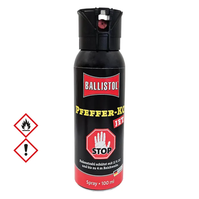 Pfefferspray K.O. JET Direktstrahl – 100ml - 11 % OC / 2,5 Mio.Scoville