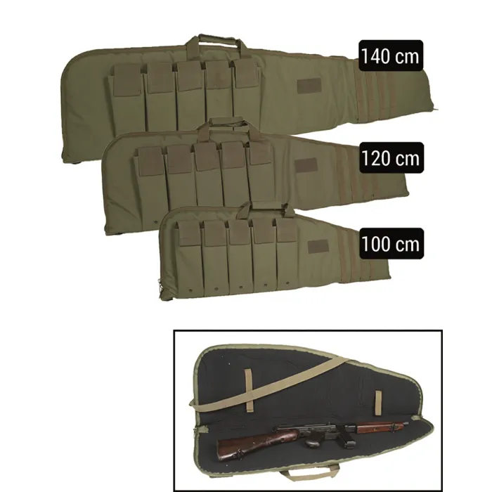 Rifle Case / Gewehrtasche mit Tragegurt, Oliv, 140 cm, mit Abschließvorrichtung