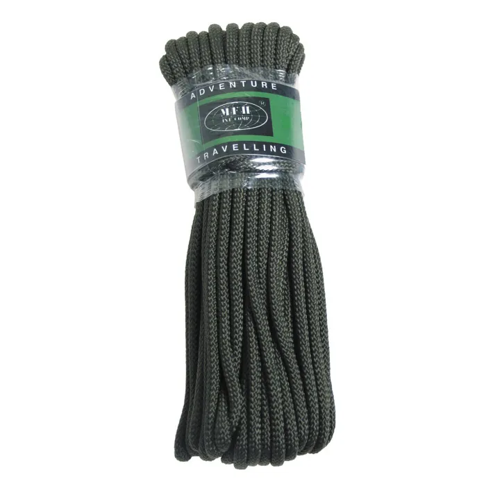 Seil, oliv, 5 mm, 15 Meter  Material: Polypropylen  0,40€/m   *** Achtung: Kein Kletterseil ! ***