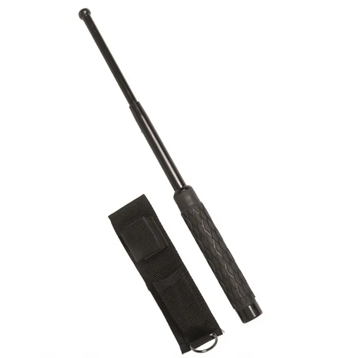 Teleskop Schlagstock, 25,5/66cm, Schwarz + Gürtelholster
