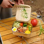 Edelstahl Lunch Box mit Schneidebrett aus Bambusholz