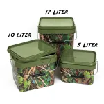 Futtereimer mit Deckel - Rechteck - 10 Liter - Camouflage (Motiv Waldboden)