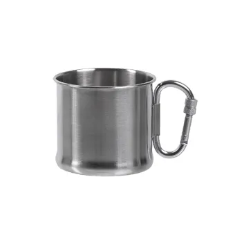 Becher / Tasse 500 ml aus Edelstahl - mit Karabiner - Henkel