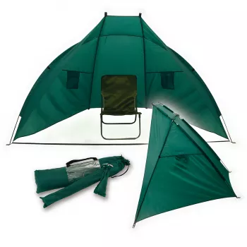 Behr Eco Shelter - Allwetterschutz für Angler und Freizeit - 2,4 x 1,4 x 1,3m - Grün