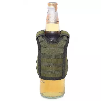 Mini Schutzweste für Bierflasche / Weinflasche / Thermosflasche - Oliv