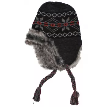 Mütze "Peru Puno", mit Fell, schwarz/grau