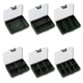 Red Carp® Kleinteilebox / Patronenbox - 10,5 x 7 x 2,5cm - 2 Fächer - Oliv / Transparent