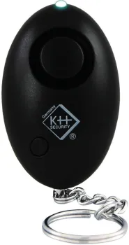 KH-Security Schlüsselalarm 100103 in Schwarz mit Schlüsselring und LED-Leuchte