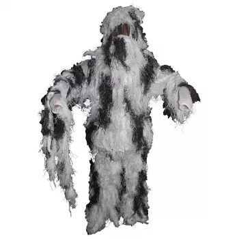 Tarnanzug 4tlg.  "Ghillie Suit", Material: 100% Polyester, feuerhemmend, Farbe: Schneetarn, Größe: XL-XXL