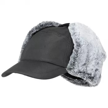 Winter Cap "Trapper" mit Kunstfell, Schwarz